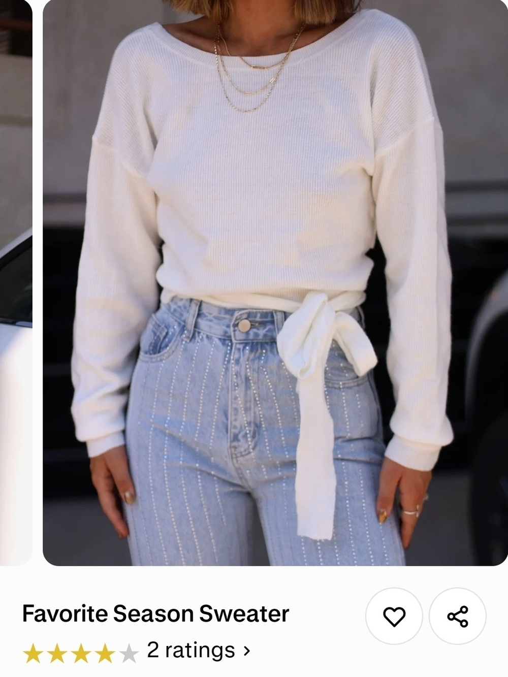 Ivory Tie-Waist Sweater